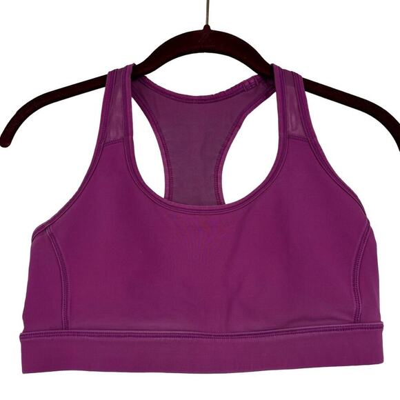 Lululemon Racerback Sports Bra Women's Size 6 Purple Pleated Mesh Back Padded - Picture 1 of 5